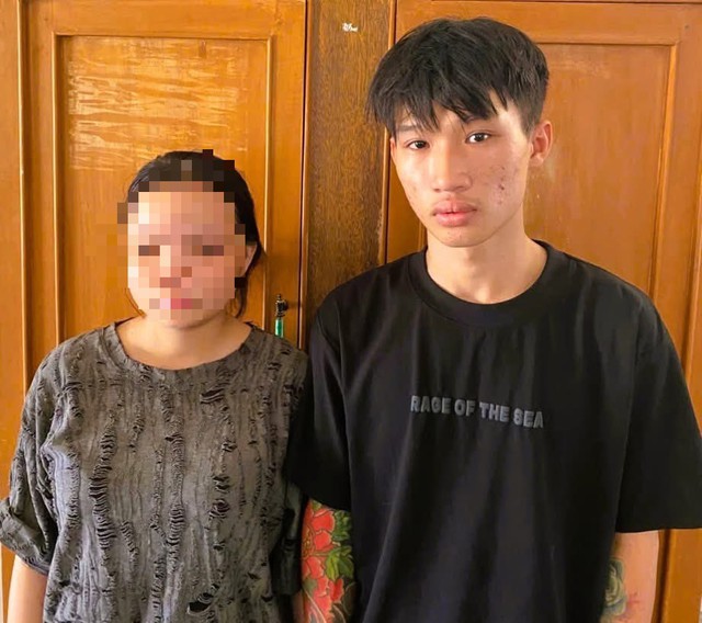 Huỳnh Thành Lợi và My bị bắt giữ. Ảnh: Công an Đồng Nai.