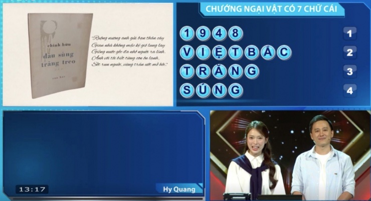 Hy Quang nhanh chóng giải đáp ẩn số chướng ngại vật.