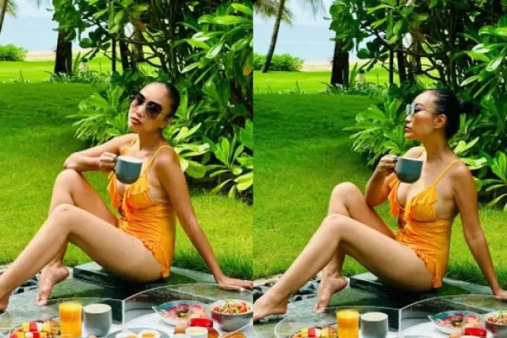 Đoan Trang thả dáng ở Cam Ranh, diện bikini tôn da nâu "cực cháy"