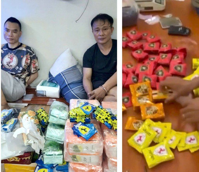 Các đối tượng Hùng, Ngọc Anh và tang vật Các đối tượng Hùng, Ngọc Anh và tang vật