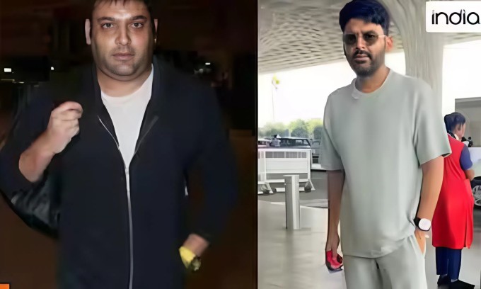 Kapil Sharma trước (trái) và sau khi giảm cân (phải). Ảnh: India.com