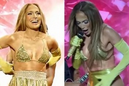Jennifer Lopez gặp sự cố tuột váy trên sân khấu