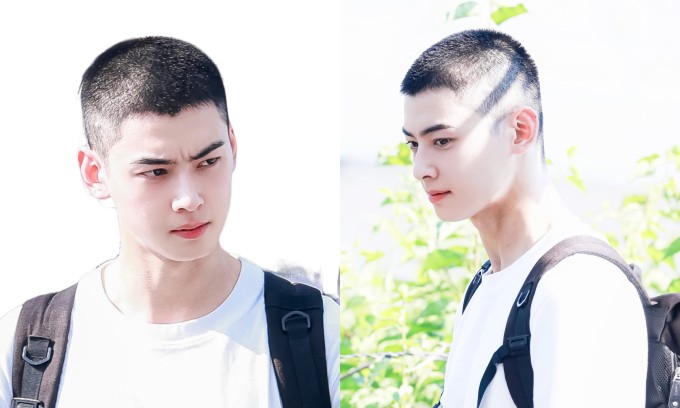 Cha Eun Woo trong ngày nhập ngũ. Ảnh: Euniverse