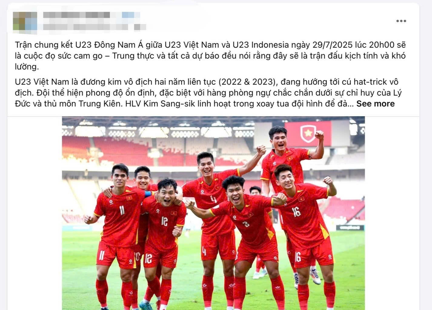 Cộng đồng mạng đăng dòng trạng thái nhắc lại U23 Việt Nam là đương kim vô địch của giải đấu.