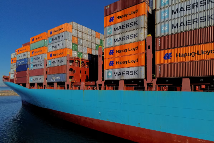 Tàu container Gunvor Maersk tại Cảng Los Angeles ở Los Angeles, California, vào ngày 8 tháng 7.