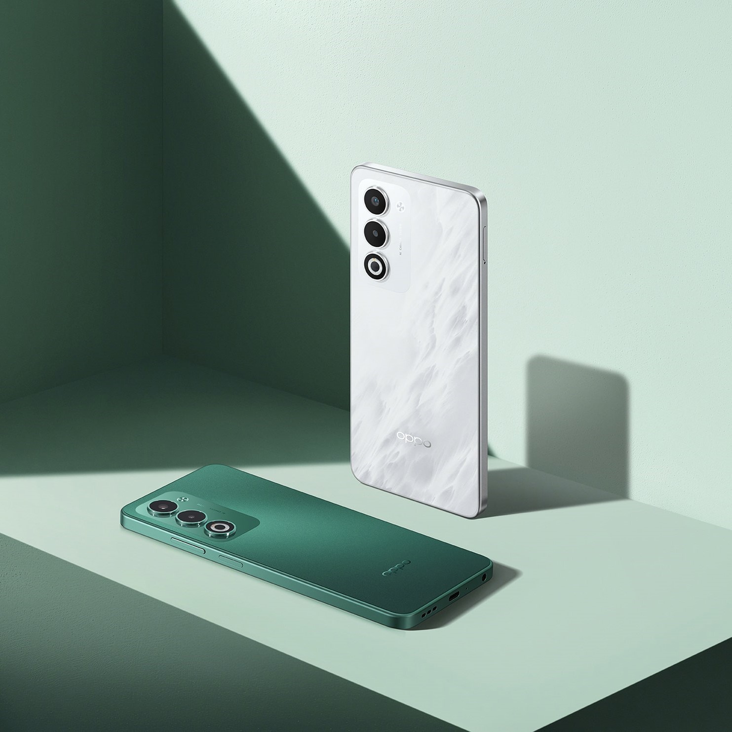 OPPO A5 sở hữu thiết kế thời trang với viền vuông Trendy cùng 2 phiên bản màu Trắng và Xanh sành điệu