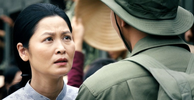 Tạo hình nhân vật nguyên Phó Chủ tịch nước Nguyễn Thị Bình của Thúy Hà trong "Mưa đỏ". Ảnh: ĐPCC