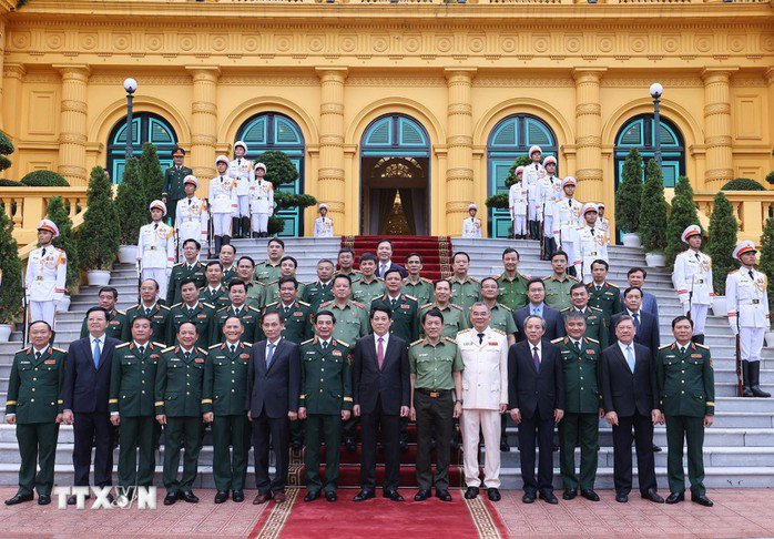 Chủ tịch nước Lương Cường với các đại biểu. Ảnh: TTXVN