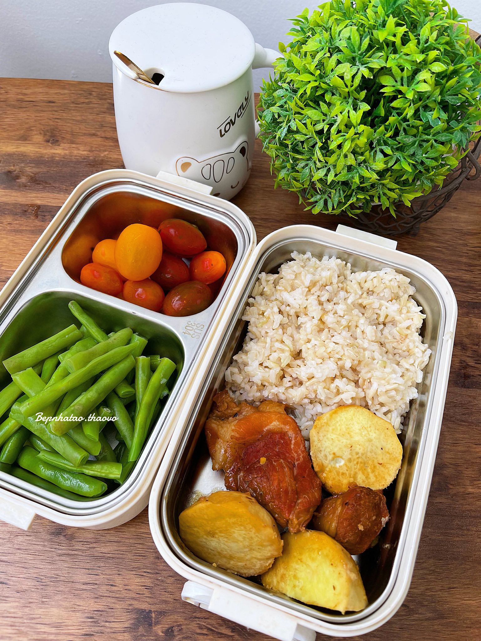 Giò kho củ - Đậu cô ve luộc - Cà chua bi&nbsp;