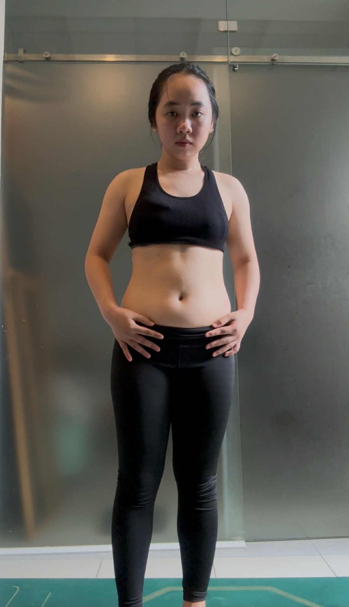Vóc dáng Thanh Huyền khi nặng 56 kg (cao 1,52 m).