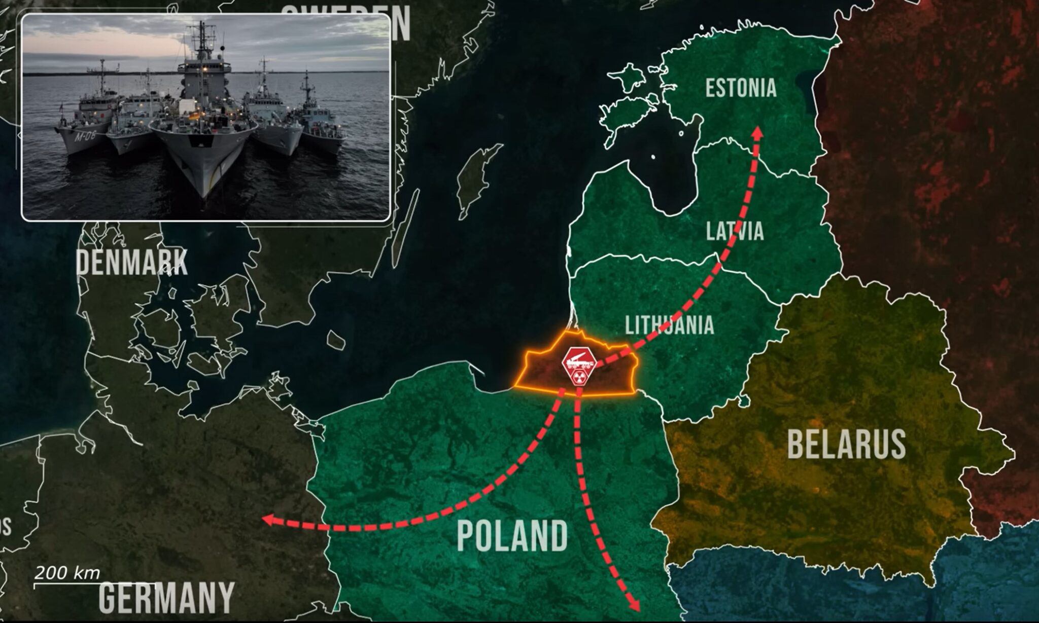 Vùng Kaliningrad của Nga nằm giữa các nước thành viên NATO. Ảnh: Euromaidan Press.