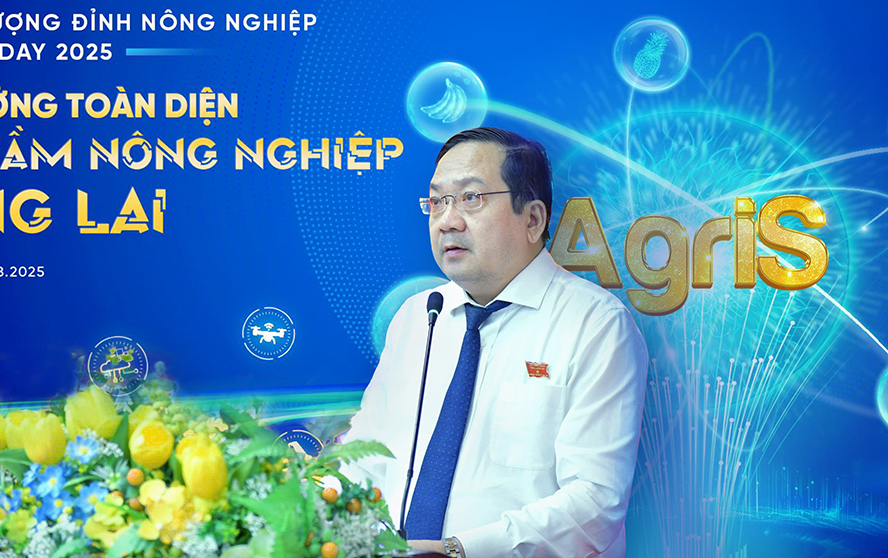 Phó Chủ tịch UBND tỉnh Tây Ninh, ông Nguyễn Minh Lâm phát biểu về vai trò của tỉnh Tây Ninh cùng AgriS Agro Day 2025