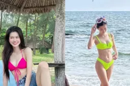 Gái xinh Đỗ Yên Đan khoe body cực nét khi diện bikini ở biển