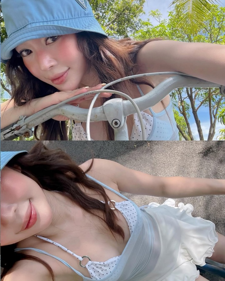 Cựu hot girl còn khéo léo kết hợp thêm chiếc khăn turban họa tiết để tạo điểm nhấn, mang đến một vẻ ngoài vừa ngọt ngào, vừa quyến rũ.