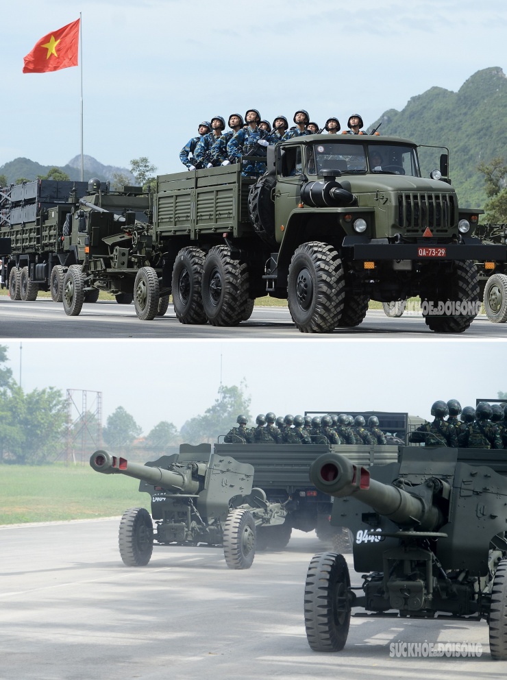 Hệ thống pháo được kéo bằng xe tải chuyên dụng.