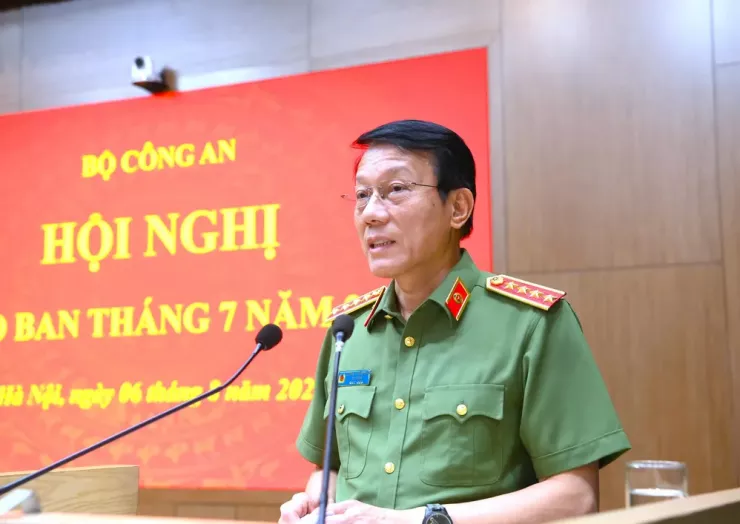 Bộ trưởng Bộ Công an Lương Tam Quang phát biểu kết luận Hội nghị. Ảnh: CA