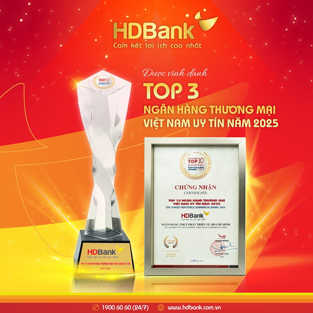HDBank giữ vị trí thứ 3 Top ngân hàng niêm yết uy tín và hiệu quả nhất Việt Nam - 2