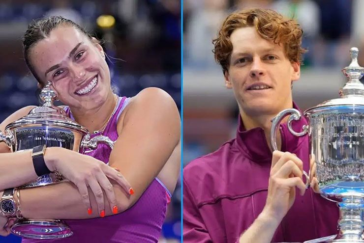 Sabalenka và Sinner mỗi người nhận 3,6 triệu USD cho các chức vô địch đánh đơn tại US Open 2024