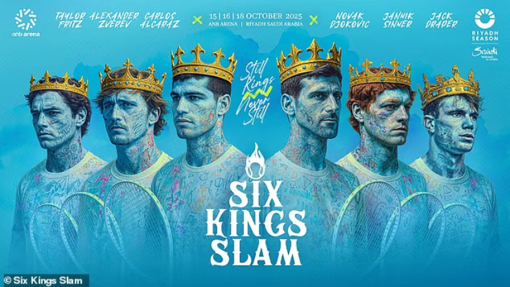 Draper và Djokovic (thứ 1 và thứ 3, từ phải sang) là hai tay vợt cuối cùng xác nhận dự Six Kings Slam 2025