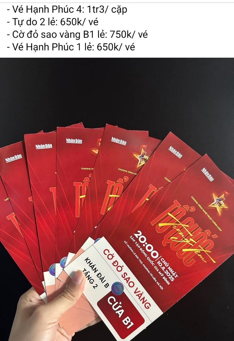 Từ mức giá 0 đồng, vé "concert quốc gia" được "sang tay" với giá lên đến hàng triệu đồng. (Ảnh chụp màn hình)