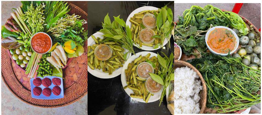 Tương thô ố kết hợp với các món rau rừng luộc ăn rất ngon