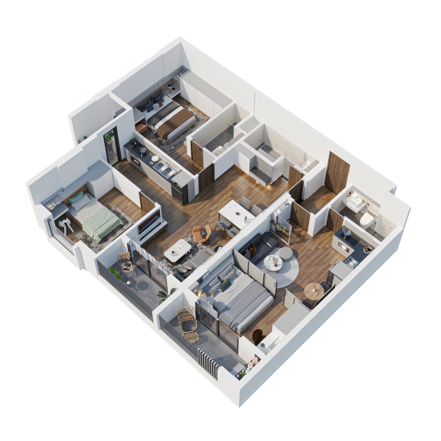 Hình ảnh 3D căn hộ dual key (Ảnh: Mia Center Point)