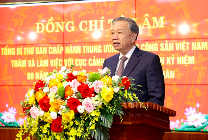 Tổng Bí thư Tô Lâm phát biểu chỉ đạo tại buổi làm việc. Ảnh: Bộ Công an