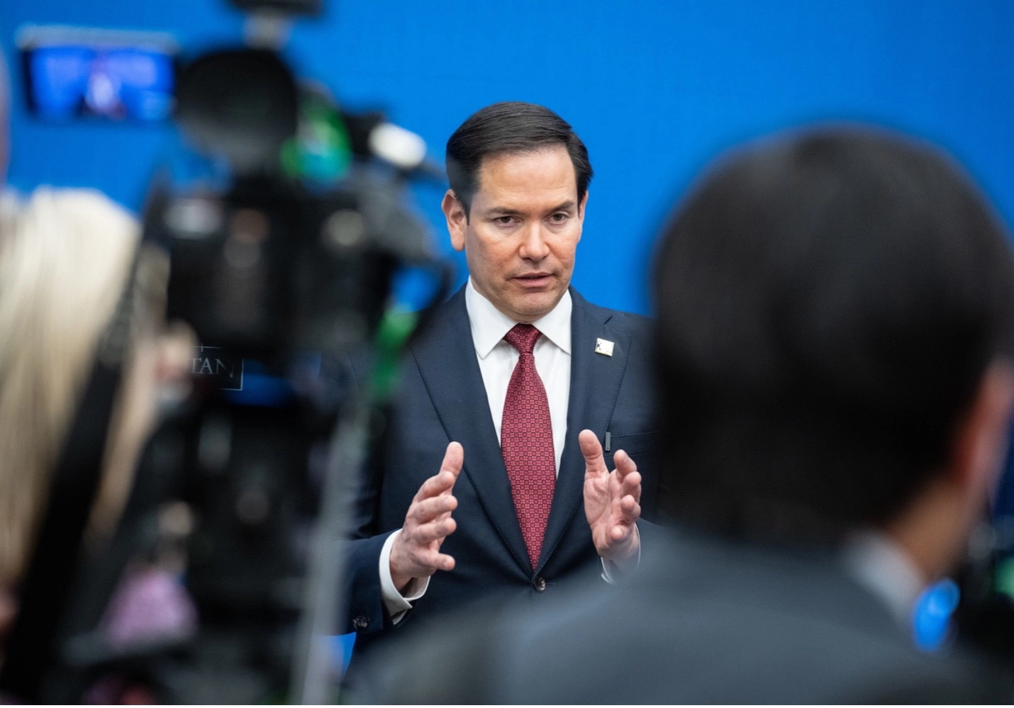 Ngoại trưởng Mỹ Marco Rubio trả lời họp báo ở Brussels, Bỉ vào ngày 4/4/2025. Ảnh: Bộ Ngoại giao Mỹ/Kyiv Post.