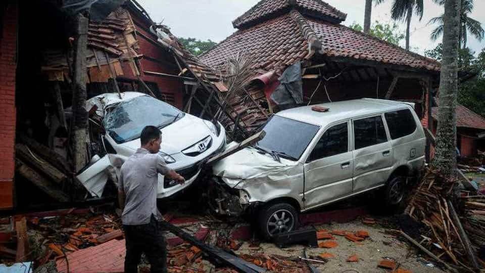 Thiệt hại sau thảm họa sóng thần ở tỉnh Banten, Indonesia năm 2018. Ảnh: AAP
