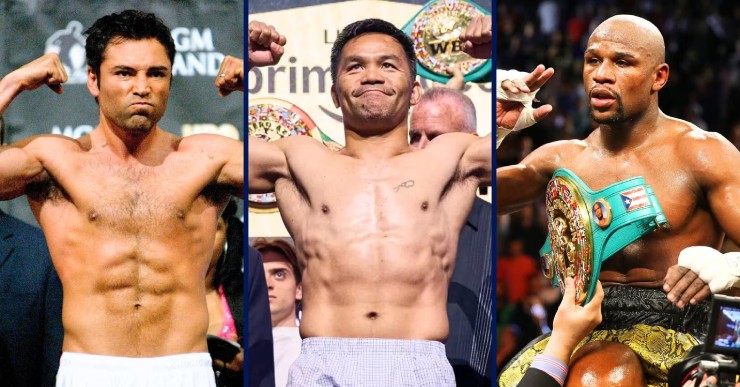 De La Hoya, Pacquiao và Mayweather (từ bên trái qua) bị đánh giá thấp hơn Crawford