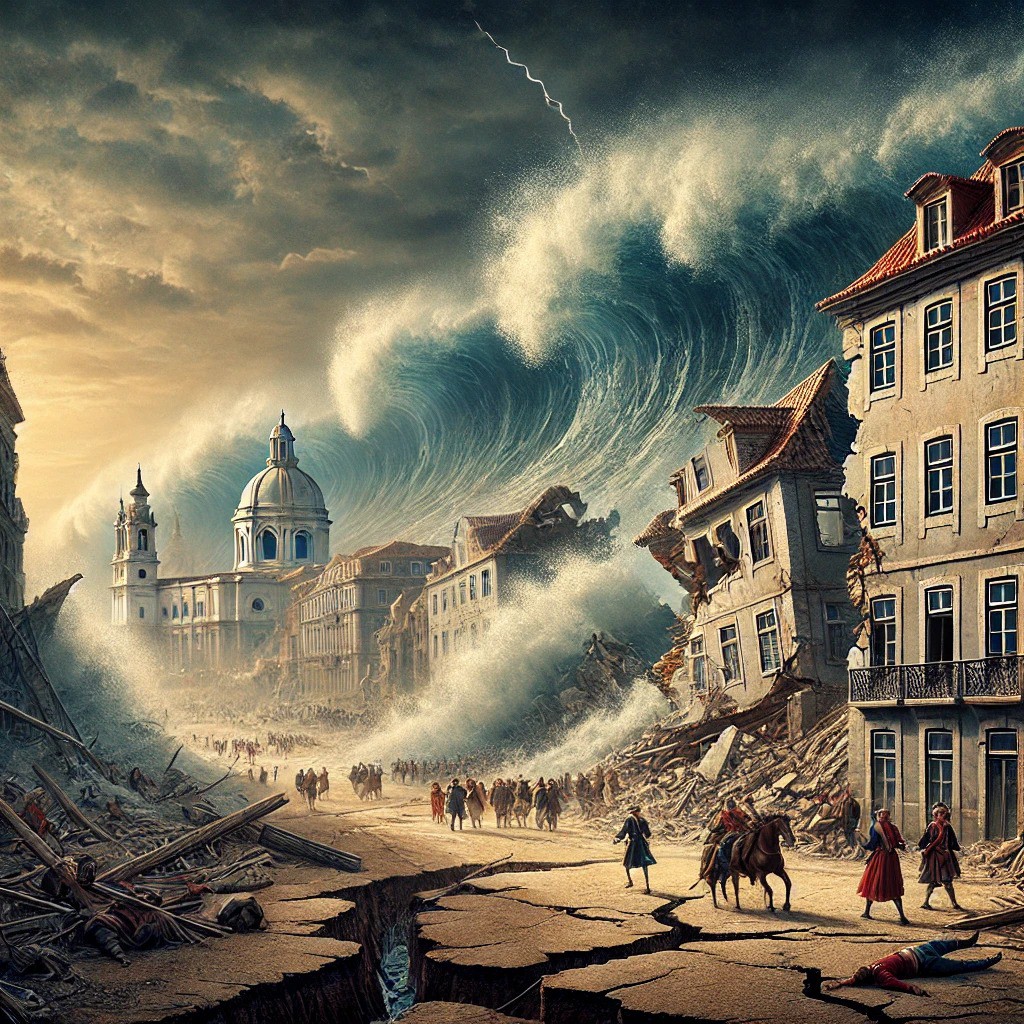 Sóng thần tấn công thành phố Lisbon năm 1755. Ảnh minh họa: Refoorest