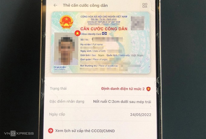 Căn cước công dân bản điện tử của người dùng hiển thị trên VNeID mức độ 2. Ảnh: Phạm Dự