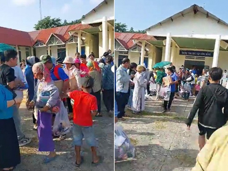 Hoạt động phát quà từ thiện tại tỉnh Bình Thuận của đoàn bà Nhật. Ảnh cắt từ clip (NVCC)