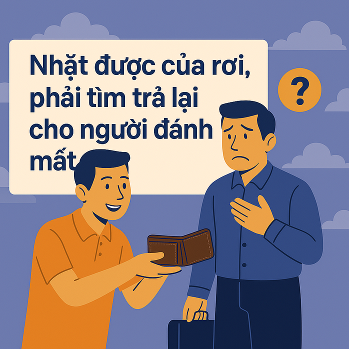 Khi nhặt được của rơi, nếu không biết chủ nhân thì phải đưa tới UBND xã hoặc công an xã để tìm chủ nhân trả lại. Ảnh minh họa: AI - TRẦN THƯỜNG