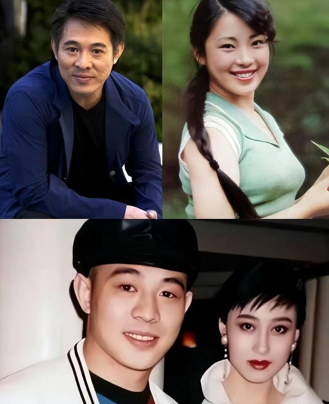 Lý Liên Kiệt bên người vợ đầu Hoàng Thu Yến (trên) và vợ sau Lợi Trí. Ảnh: Weibo