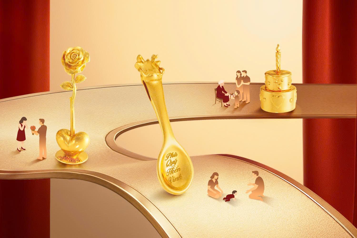 PNJArt ra mắt bộ sưu tập Cột Mốc Vàng Son với những thiết kế mang thông điệp ghi dấu các mốc son trong hành trình cuộc sống. Ảnh: PNJ