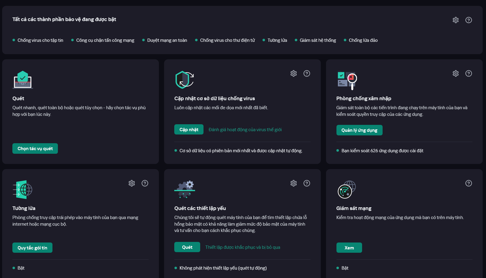 Tường lửa, công cụ chống virus và những công cụ giám sát chống xâm nhập trên&nbsp;Kaspersky Plus 2025.