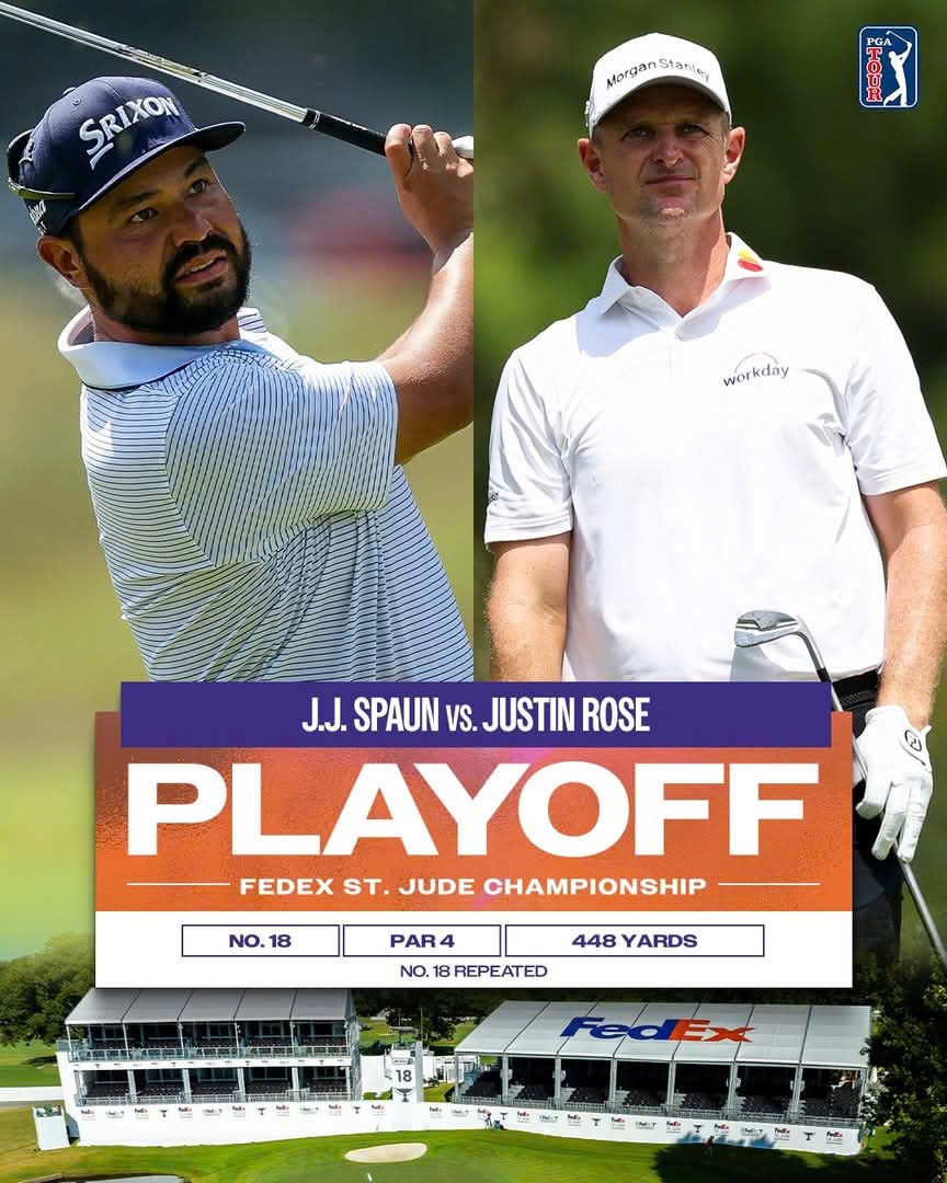J.J. Spaun và Justin Rose phải đấu playoff để định đoạt danh hiệu St. Jude