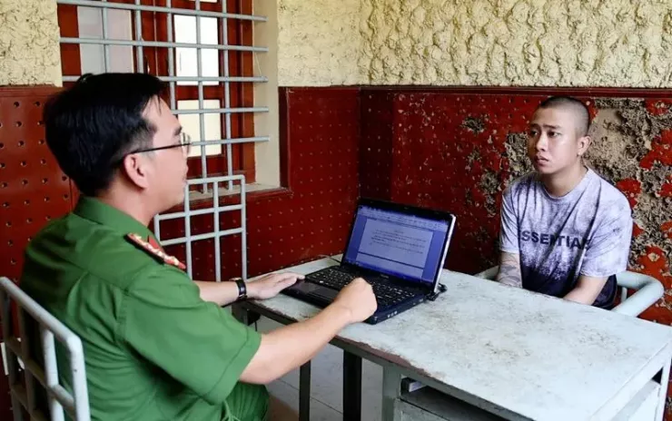 Nguyễn Thành Thái tại Cơ quan Công an.