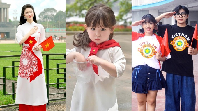 Nhiều thiết kế như áo dài, cài khăn, áo phông cảm hứng từ tinh thần yêu nước dành cho nhiều lứa tuổi được mở bán từ cuối tháng 7. Ảnh: Econice, Bui Quy, Cities Boys