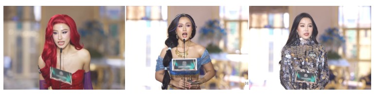 Các thí sinh xuất hiện trong nhiều hình ảnh đa dạng. Ảnh: Chụp màn hình.