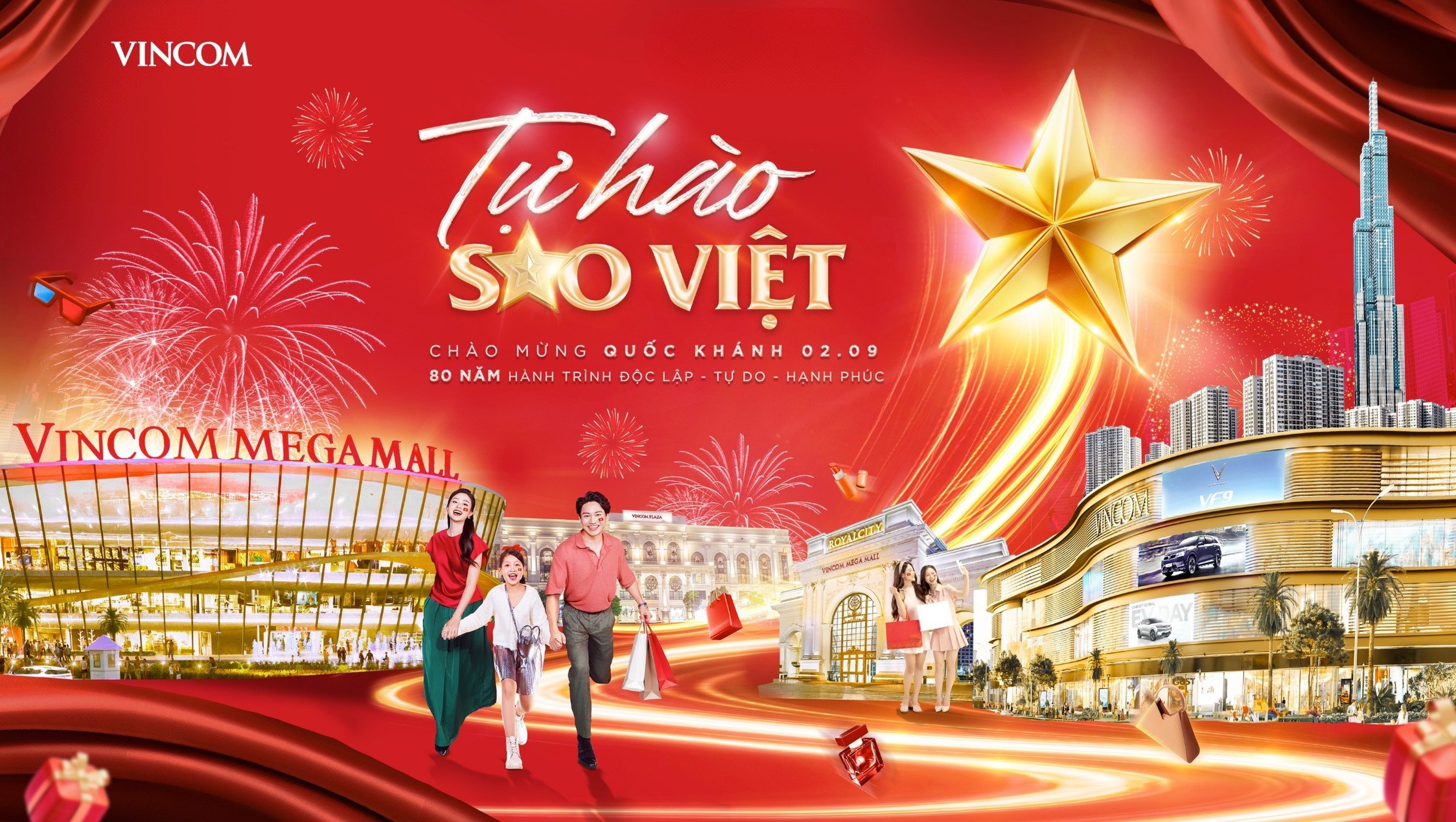 Vincom khởi động chiến dịch “Tự hào sao Việt” - Thắp sáng biểu tượng bán lẻ Việt chào mừng 80 năm Quốc Khánh - 1