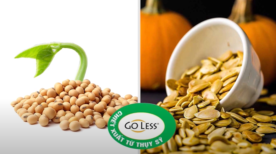Nguyên liệu GO-LESS gồm chiết xuất từ hạt bí đỏ đặc biệt PEPO và mầm đậu nành.