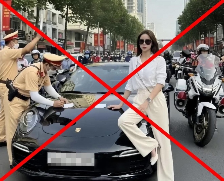Hình ảnh ghép cảnh bị CSGT xử phạt do AI tạo nên.