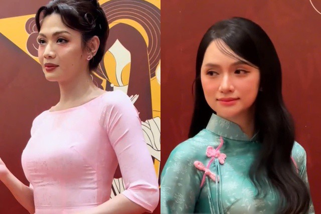 Luna Đào và Hương Giang khoe sắc trong tà áo dài truyền thống (Ảnh chụp màn hình).