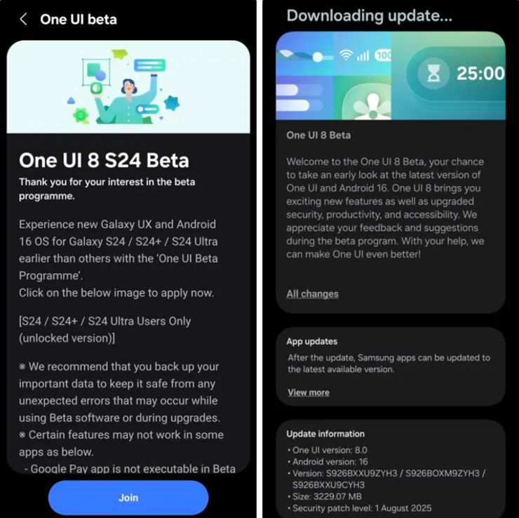 One UI 8 beta bắt đầu được triển khai cho dòng Galaxy S24, Z Fold6 và Z Flip6.