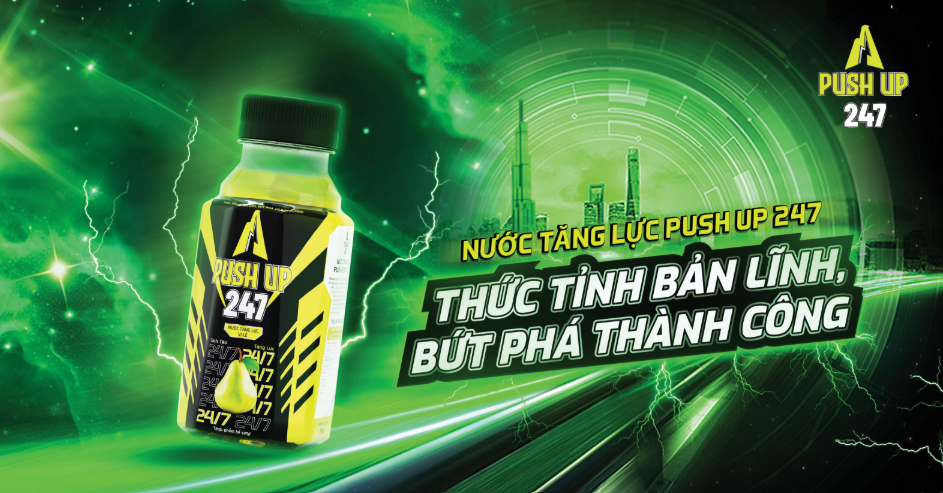 Sản phẩm nước tăng lực Push Up 247 vị Lê của Tập đoàn Hương Sen.