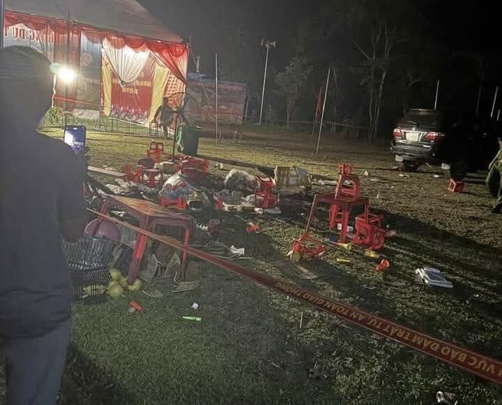 Hiện trường vụ tai nạn do ông Lò Văn Mạnh điều khiển xe khiến 1 trẻ em tử vong. Ảnh: NK