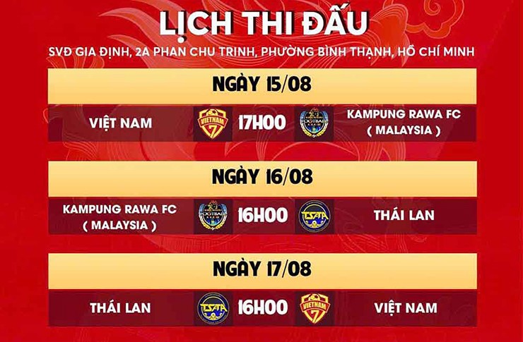Lịch thi đấu giải bóng đá sân 7 quốc tế Bia Saigon Dragon Cup 2025