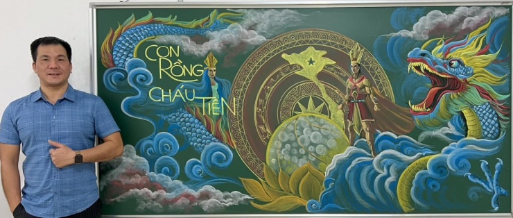 Thầy giáo vẽ tranh Chủ tịch Hồ Chí Minh bằng phấn bảng - 9
